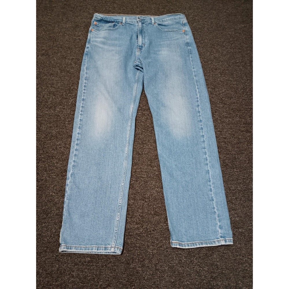Levis‎ 505 Jeans Mens 36x32 Blue Light Wash Straight Denim Classic Fit Casual